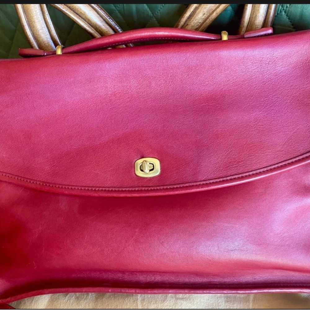 Red Leather Handbag Coach Lexington